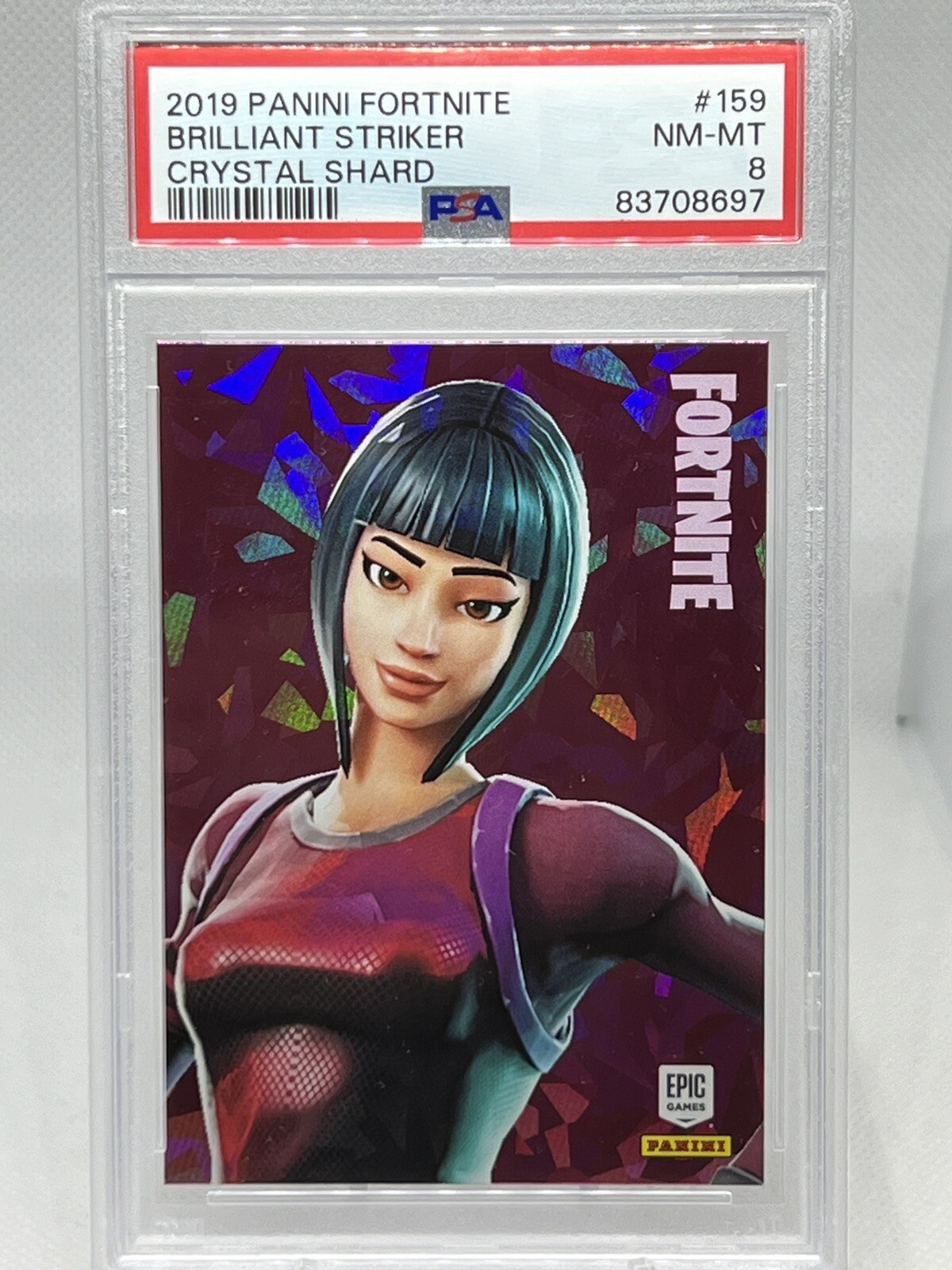 2019 Panini Fortnite Brilliant Striker Crystal Shard #159 PSA 8 2019 Panini Fortnite Brilliant Striker Crystal Shard #159 PSA 8