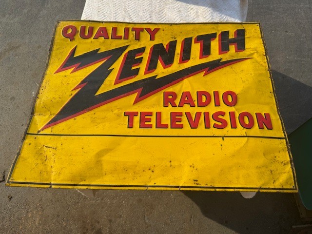 Vintage Original ZENITH Radio Television Embossed Dealer Advertising Sign Vintage Original ZENITH Radio Television Embossed Dealer Advertising Sign
