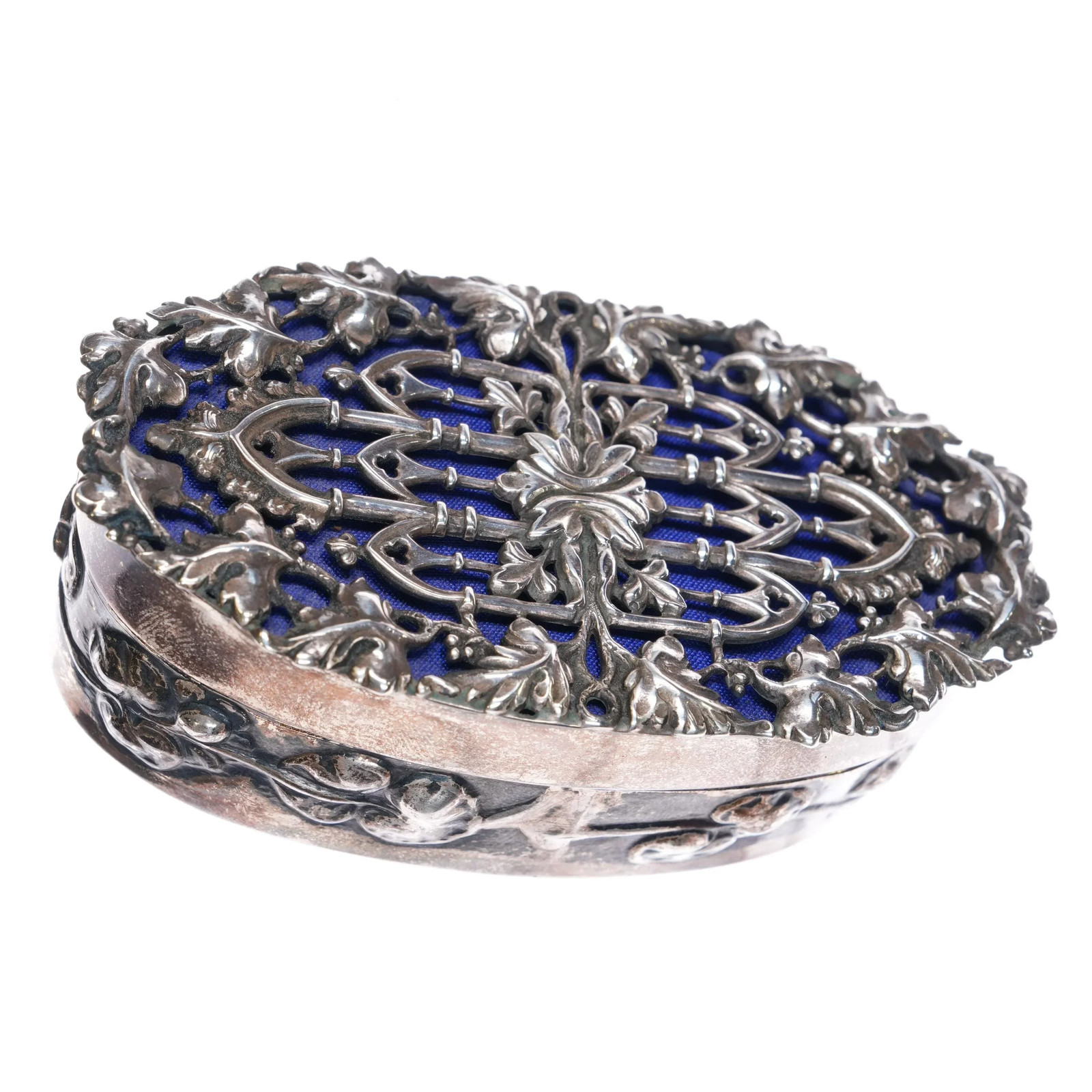 c1911 William Comyns British sterling silver potpourri box reticulated jewelry c1911 William Comyns British sterling silver potpourri box reticulated jewelry