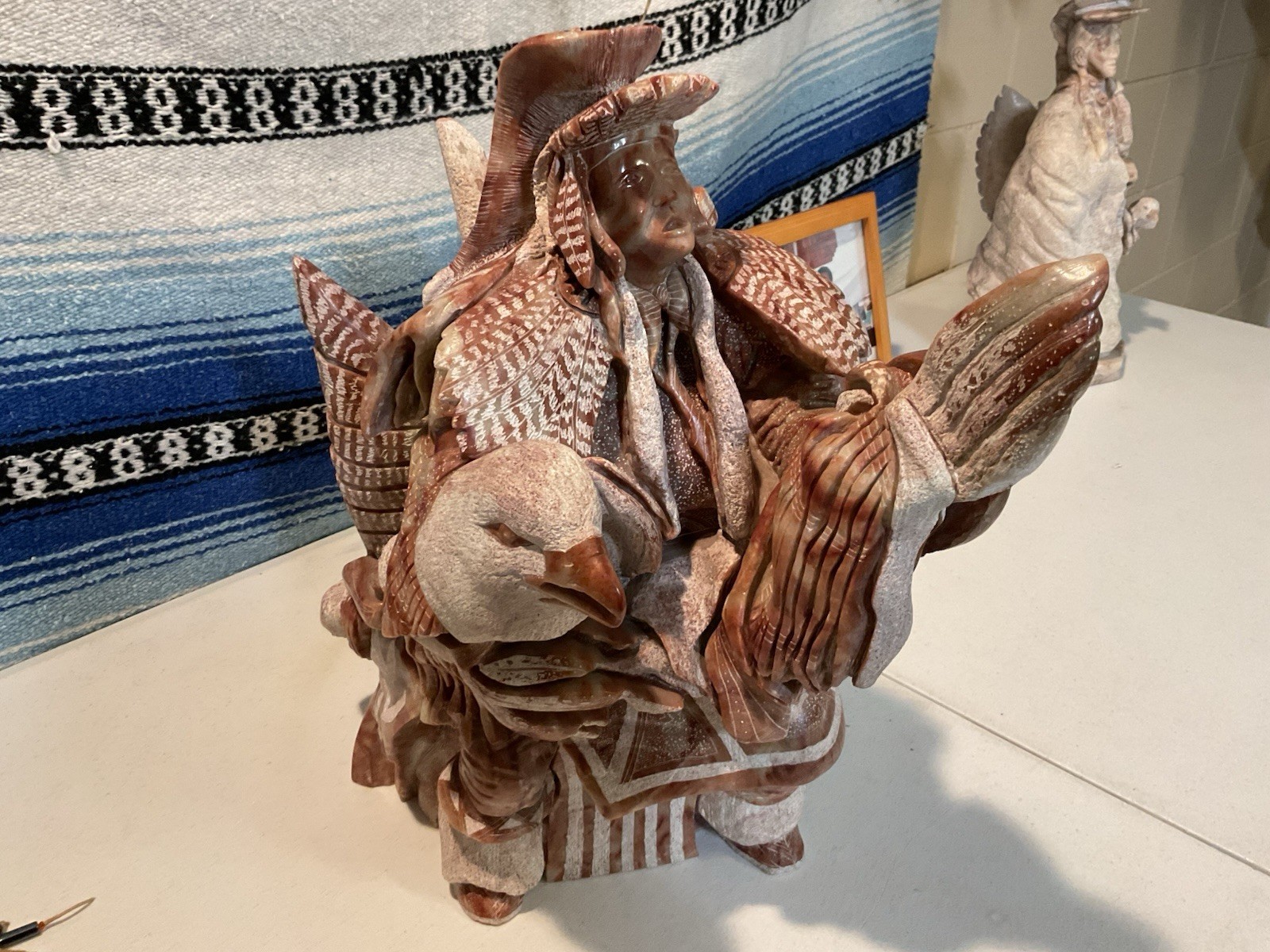 Ben Woody Jr. Signed-Hand Carved Navajo Utah Alabaster Stone Sculpture Ben Woody Jr. Signed-Hand Carved Navajo Utah Alabaster Stone Sculpture