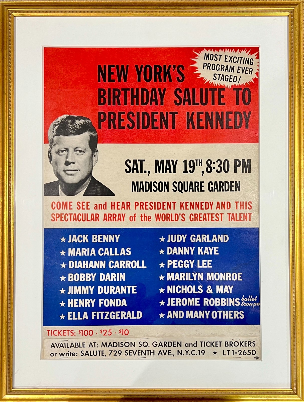 1962 John F Kennedy Poster. Marilyn Monroe, Happy Birthday, Mr. President. Rare