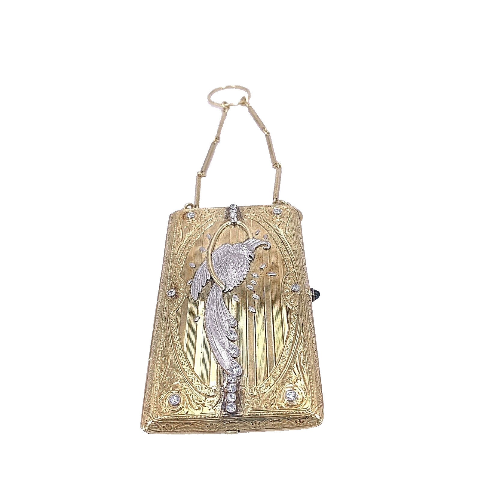 Antique Victorian 14K Yellow Gold, Platinum, & Diamonds Vanity Case