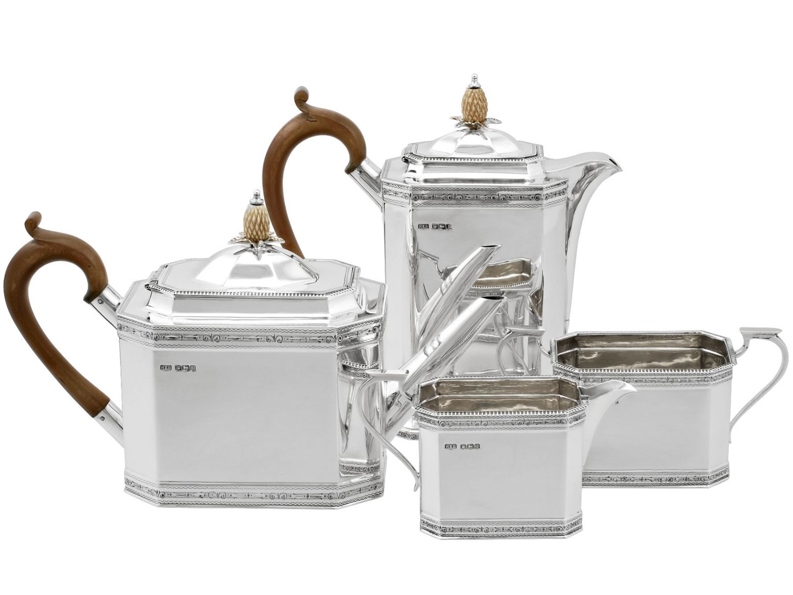 Antique George V Sterling Silver Four Piece Tea and Coffee Service (1928) Antique George V Sterling Silver Four Piece Tea and Coffee Service (1928)