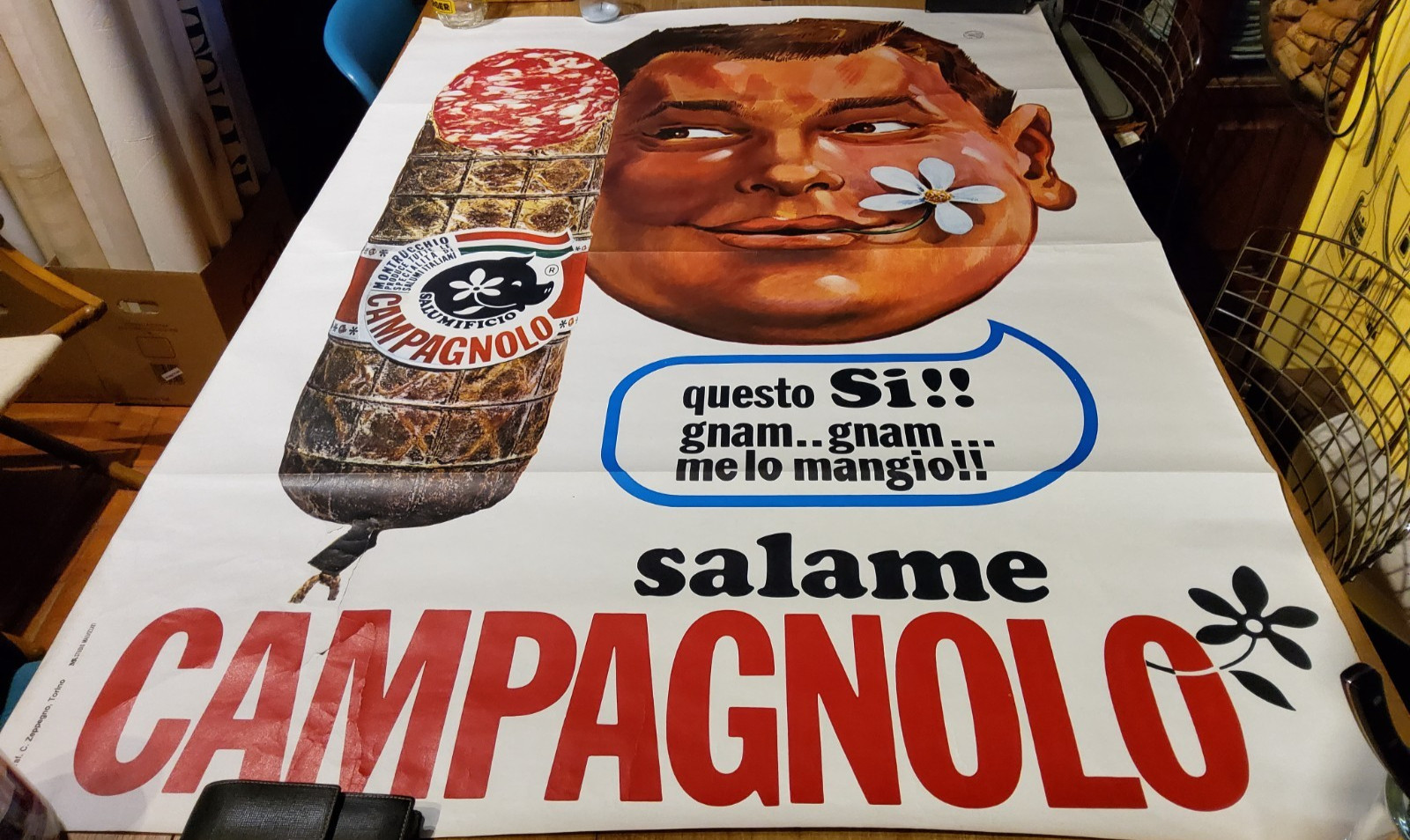 ORIGINAL VINTAGE CAMPAGNOLO SALAMI POSTER 1980 (rare find)