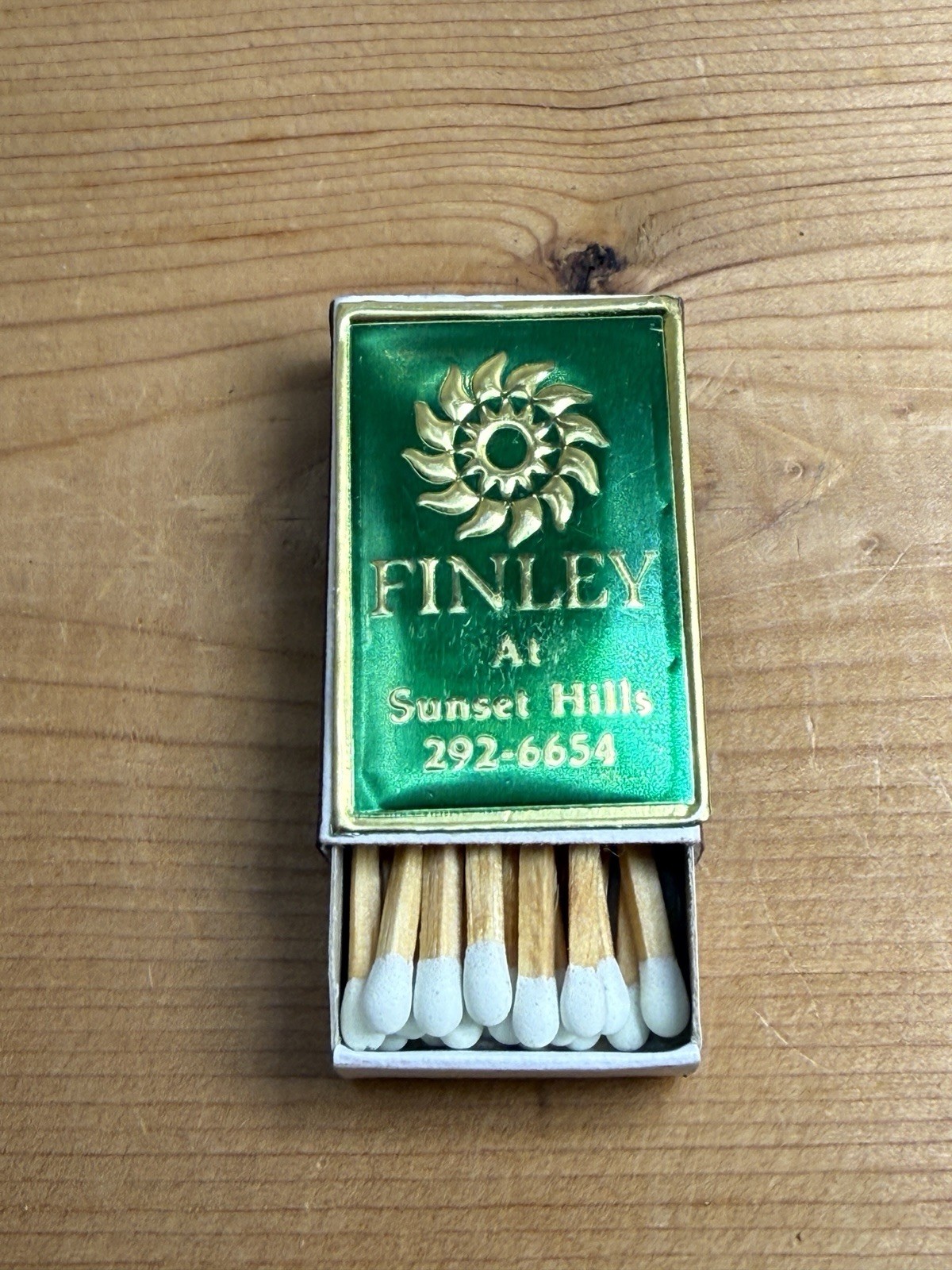 Matchbox Finley at Sunset Hills Portland Oregon Mortuary Memorial Park Matches Matchbox Finley at Sunset Hills Portland Oregon Mortuary Memorial Park Matches