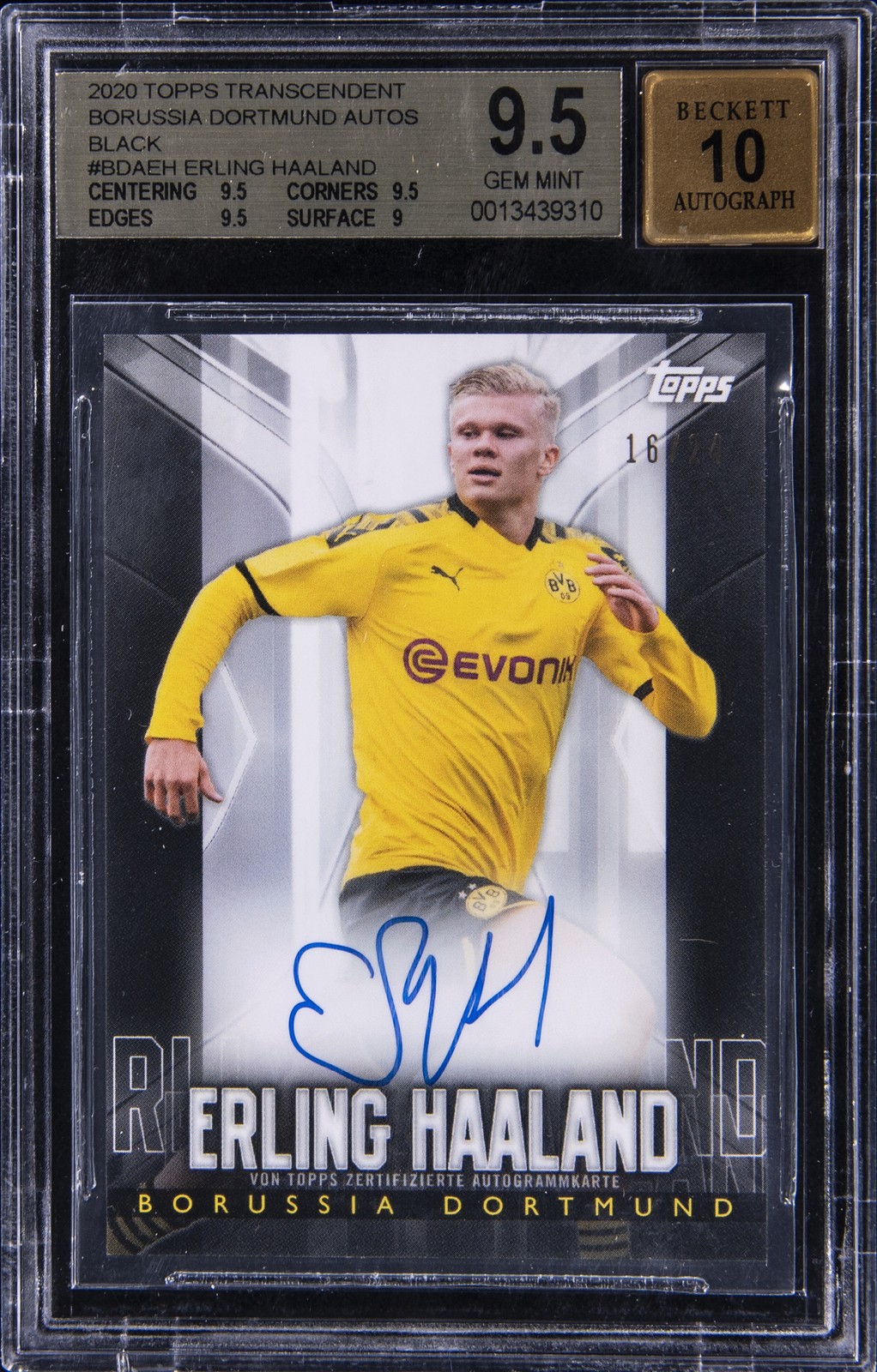 2020 TRANSCENDENT BORUSSIA DORTMUND AUTOS BLACK #BDAEH ERLING HAALAND BGS 9.5