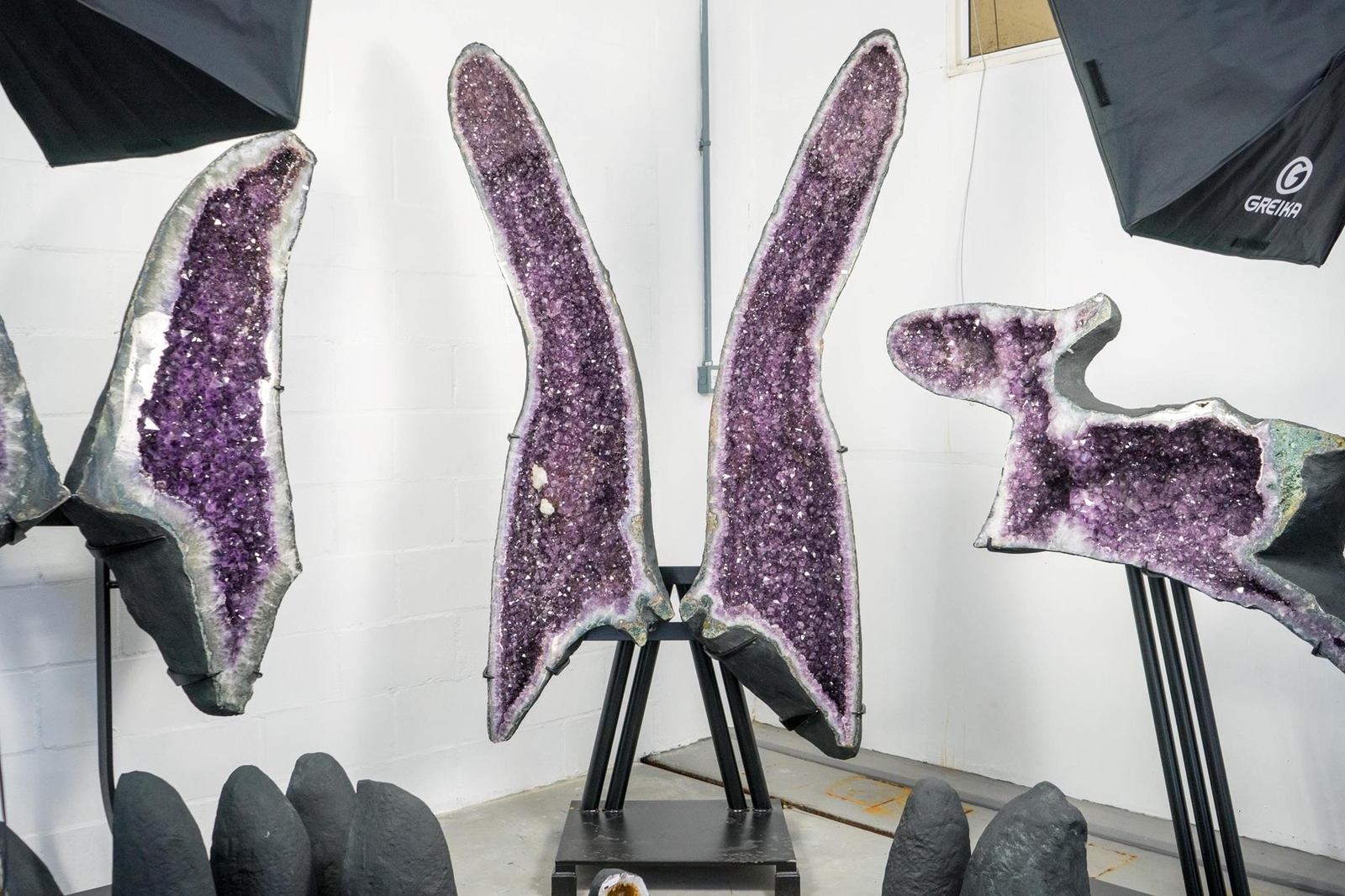 Gorgeous 7.4 Ft Tall Giant Amethyst Cathedrals – XX-Large Amethyst Geode Wings