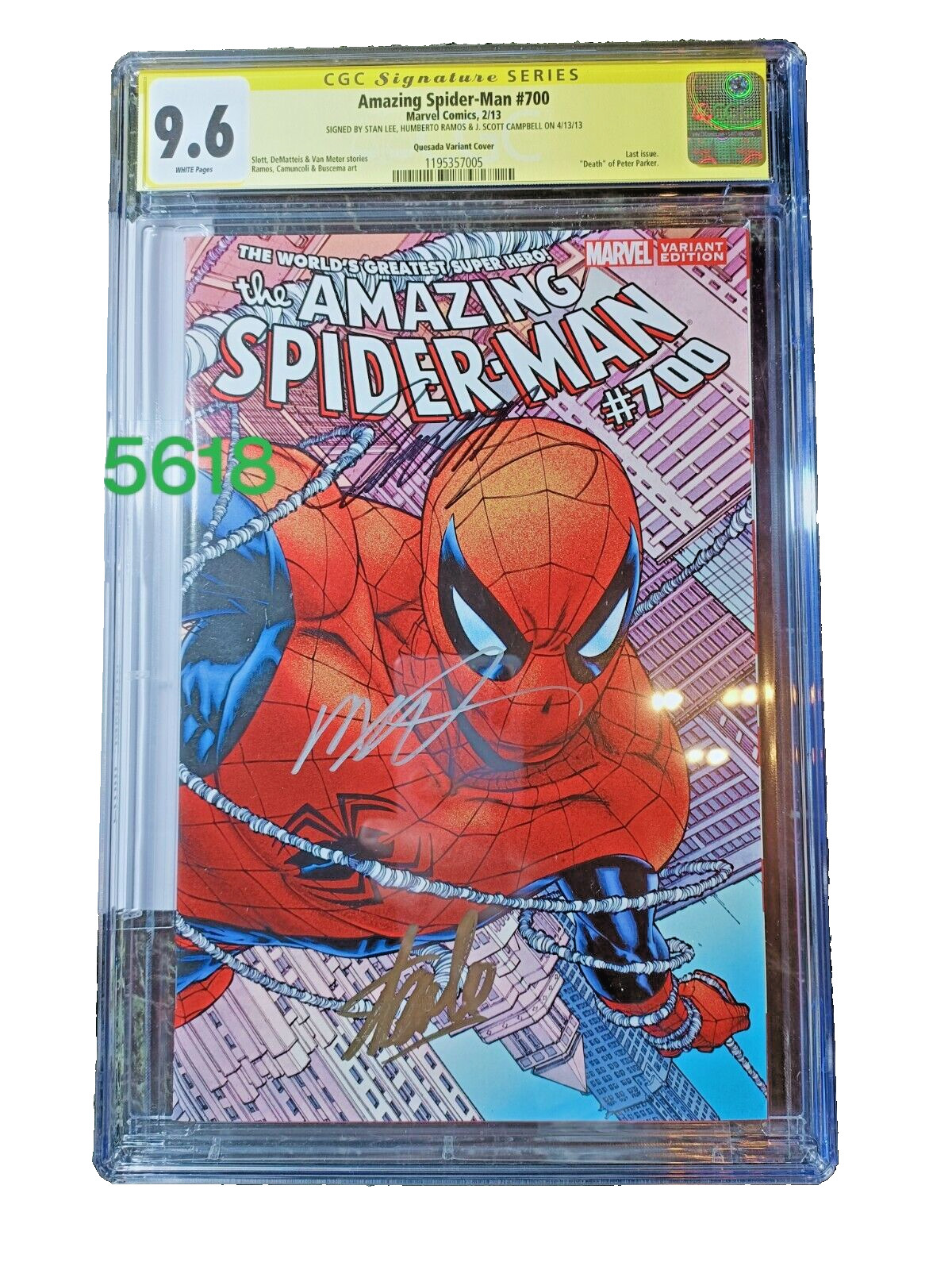 AMAZING SPIDER-MAN 700 CGC 9.6 SS STAN LEE x 3 QUESADA VARIANT SPIDERMAN HULK 🕷 AMAZING SPIDER-MAN 700 CGC 9.6 SS STAN LEE x 3 QUESADA VARIANT SPIDERMAN HULK 🕷
