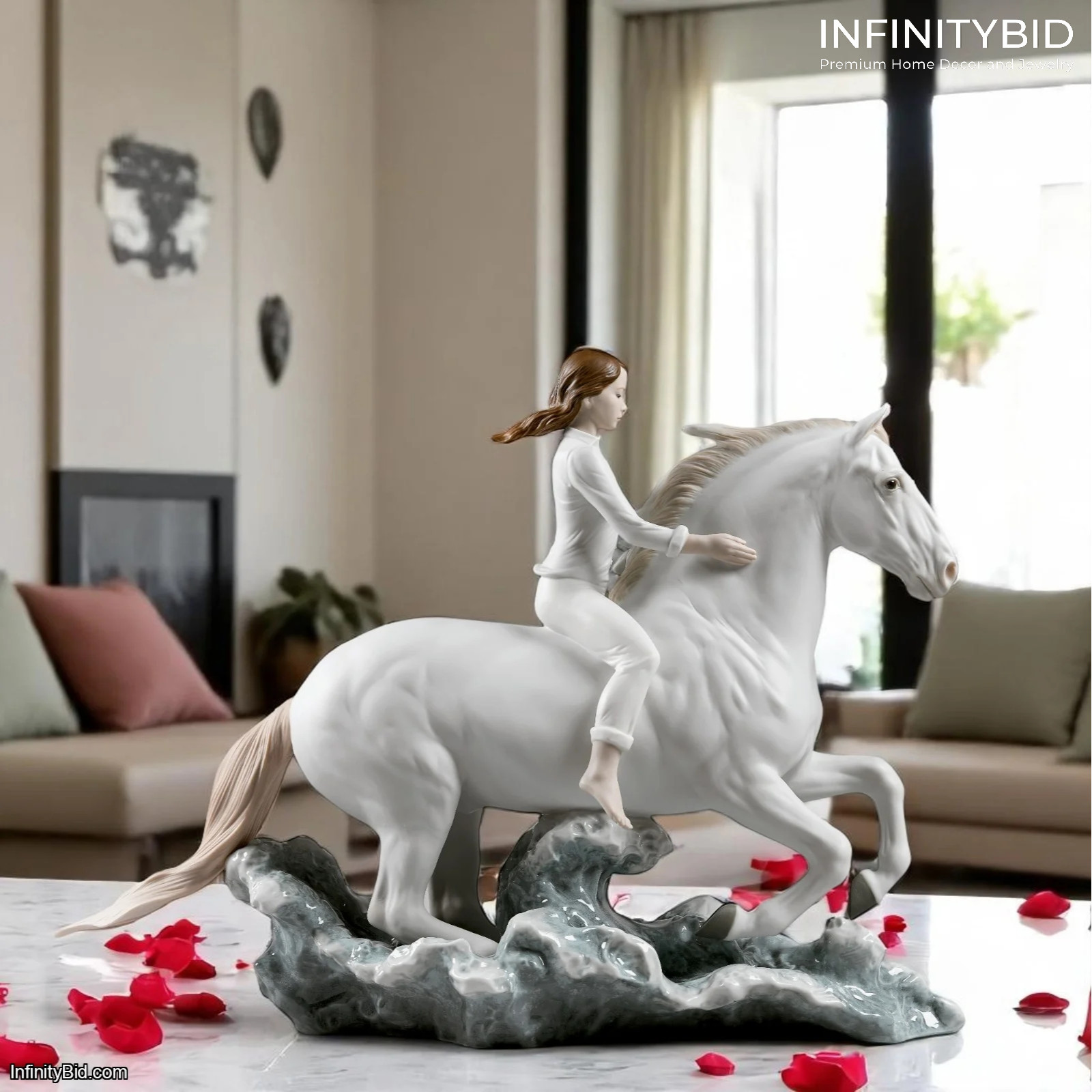 Lladro Riding Her Horse on the Seashore Figurine 01009371