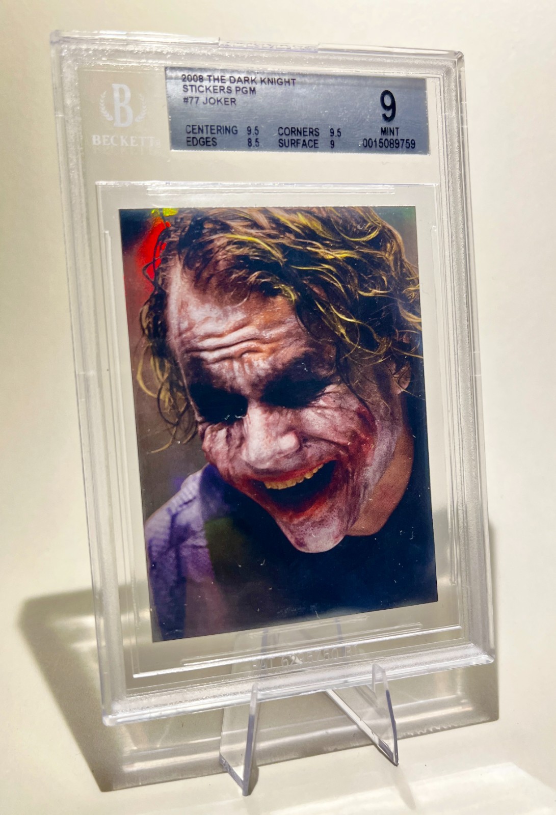 2008 PGM The Dark Knight JOKER BGS 9 Gem Mint #77 Heath Ledger Holofoil Key RC