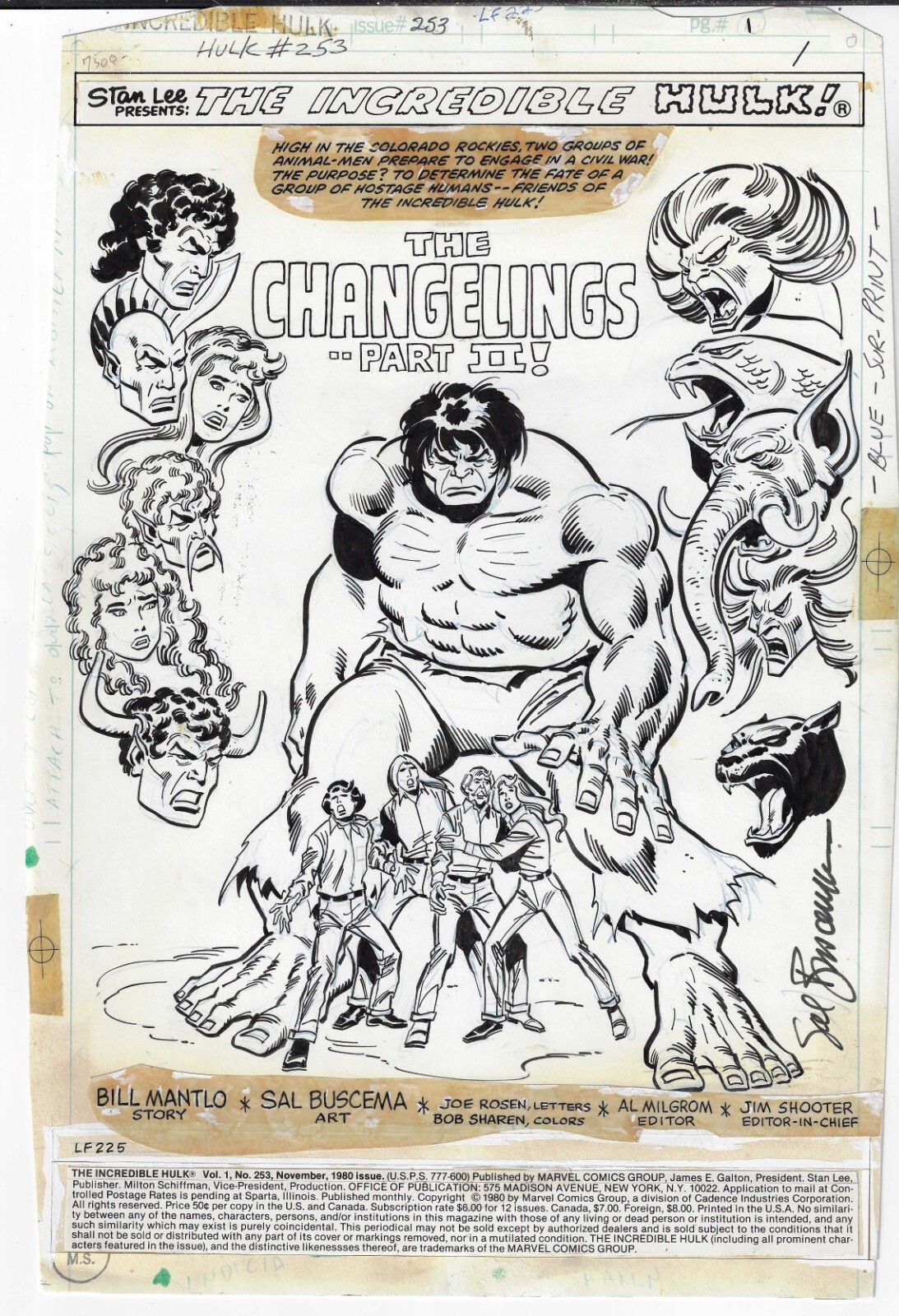 THE INCREDIBLE HULK # 253 PAGE 1 SPLASH 1980 MARVEL SAL BUSCEMA STRIKING THE INCREDIBLE HULK # 253 PAGE 1 SPLASH 1980 MARVEL SAL BUSCEMA STRIKING