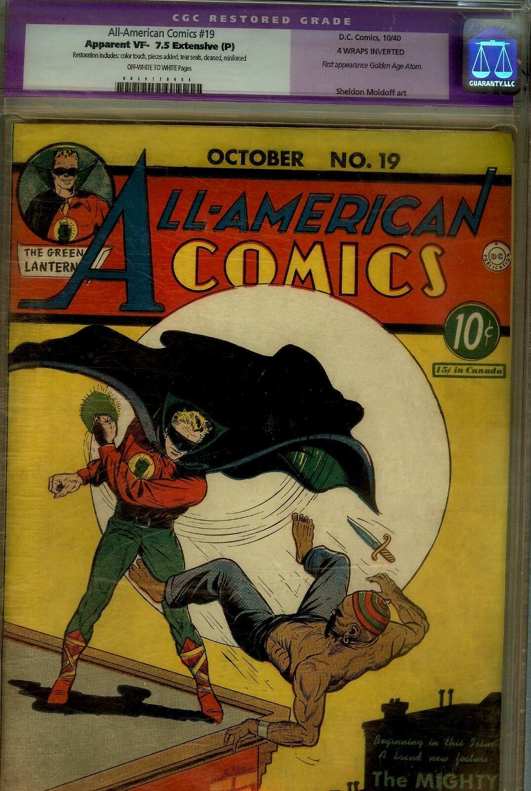 ALL AMERICAN #19-CGC 7.5-(RESTORED)- NICE COPY OF FIRST ATOM-GREEN LANTERN CVR ALL AMERICAN #19-CGC 7.5-(RESTORED)- NICE COPY OF FIRST ATOM-GREEN LANTERN CVR