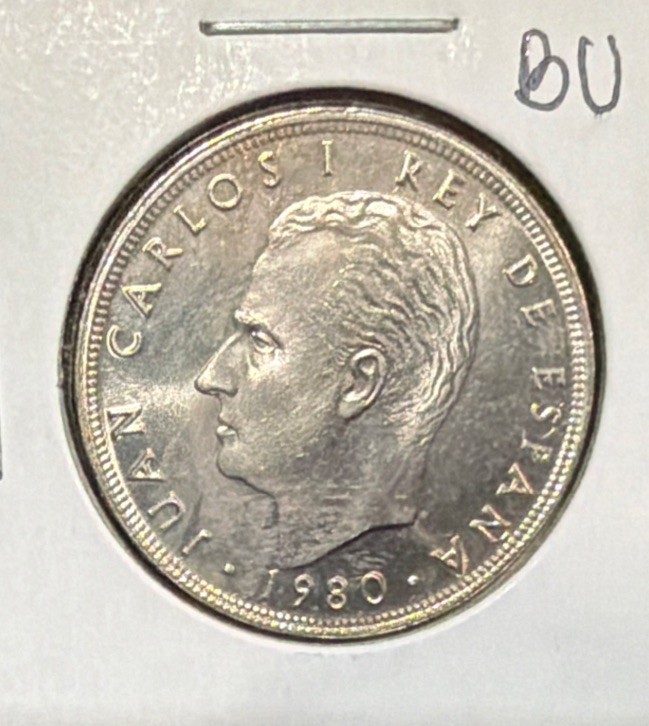 1980(80)Spain 25 Pesetas HIGH GRADE Copper Nickel Coin-‘82 FIFA World Cup-KM#818