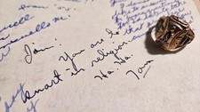 1954 Tom Monaghan signed HS yearbook with 1955 class ring, 10k gold, 7.5 g picture