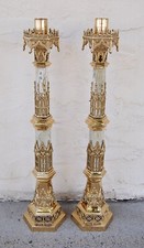 + Pair of Ornate Marble Church Altar Candlesticks Cathedral + 38