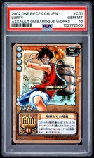 2002 BANDAI ONE PIECE CCG JAPANESE ASSAULT ON BAROQUE WORKS #C01 LUFFY PSA 10 picture
