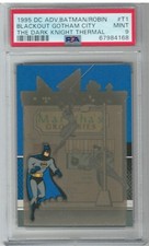 PSA Mint 9 1995 SkyBox The Adv of Batman Blackout Gotham City Thermal Card POP 2 picture