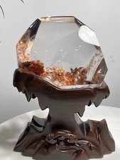 4.23LB TOP Scarce Natural color ghost quartz carved crystal specimen+stand picture