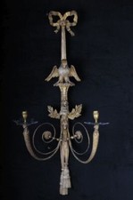 Pair Of Large Empire Wall Sconces Around 1800, Linden Wood Gilded F-106 picture