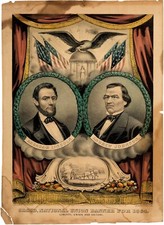 Abraham Lincoln Andrew Johnson 1864 Grand National Presidential Campaign Banner picture