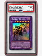 YuGiOh PSA 9 Elemental HERO Chaos Neos Rainbow Dragon ERROR Write Print picture