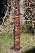 Exquisite Scott Jensen (Adopted Tlingit) Northwest Coast Cedar Totem Pole c.1998 picture
