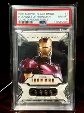 2021 Upper Deck Marvel Black Diamond Quad Diamond Relics Iron Man /5 psa 8 picture