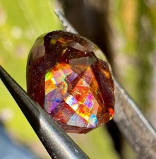 Rose-Cut Faceted Iridescent Rainbow Garnet | Arlit, Niger 10.9 mm × 8.85 picture