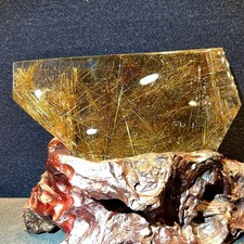 5.5LB TOP Natural Rutilated crystal quartz mineral specimen reiki Decor+stand picture