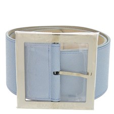 Bulgari Square Buckle Belt, Leather, Light Blue, 0370 BVLGARI picture