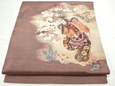 Heiwaya Kimono Obi Hand-woven Yamaga Seika Taiko Pattern Unused Silk picture