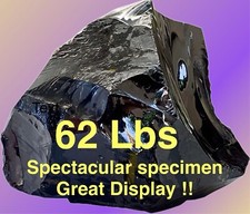 62 LBS LARGE GIANT SPECTACULAR Dark Black Obsidian Crystal Rock Not Sphere UPS picture