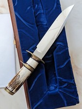 Jess Horn Stag Fixed Blade Uber Rare Early 1970s Custom Knife Sheath, COA & Box picture