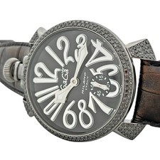 GaGa Milano 5012.2D6S Manuale 48mm Black Dial Skeleton Back Diamond Watch Men's picture