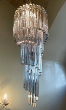 Large Murano Glass Spiral Chandelier, 86 Venini Tri-Lobe Lamp picture