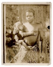 1920s Enslaved African Man Ota Benga & Chimp NYC Zoo Press Photo picture