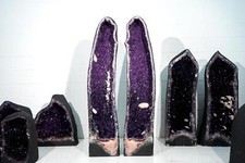 Fantastic 4.7 Ft Pair of Amethyst Cathedral Geodes – High-Grade Sparkly Purple A picture