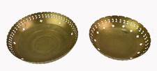 Two Handcrafted Old Brass Fruit Baskets Dining Table Decoration Bowls. G66-1225 picture