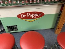 Antique DR. Pepper Soda Refrigerator  Bar  And Stools  “Read” picture