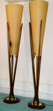 Pair of Vintage Mid Century Danish Modern Modeline Floor Lamp, Walnut 62