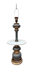 EXTRAORDINARY RARE ANTIQUE BRASS CLOISONNE OR CHAMPLEVE FLOOR LAMP picture