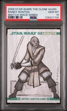 2008 TOPPS STAR WARS THE CLONE WARS SKETCH CARDS MACE WINDU RANDY BANTOG PSA 10 picture