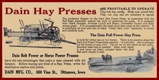 1911 Dain Hay Press of Ottumwa, Iowa NEW Sign 9x18
