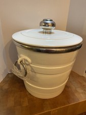 Italy ICE BUCKET / Pot / Canister Ceramic & Pewter  12” - 10.2 Lbs 95% Huge picture