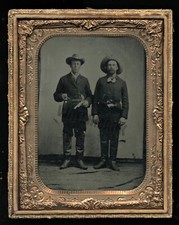 Amazing HALF PL Tintype Indian Scouts Cowboys Outlaws? 1860s Rare Antique Photo picture