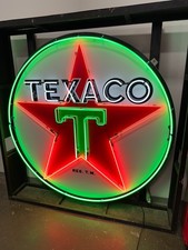 Texaco white, red and green Neon : 6' aluminum in storage frame. picture