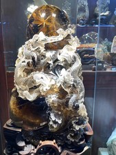 143LB Top Rare Natural Rutilated Gold Quartz Dragon Crystal Reiki Office Decor picture