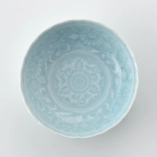Pale blue celadon with arabesque design small plate made in Japan. From Japan picture