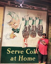 Original Antique 1950s 10’ Coca Cola Sprite Boy Metal Sign picture