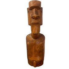 Moai Easter Island Sculpture Hand Carved Wood 17